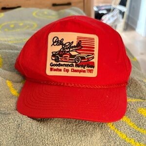 Red Racing Cap with Embroidered Patch